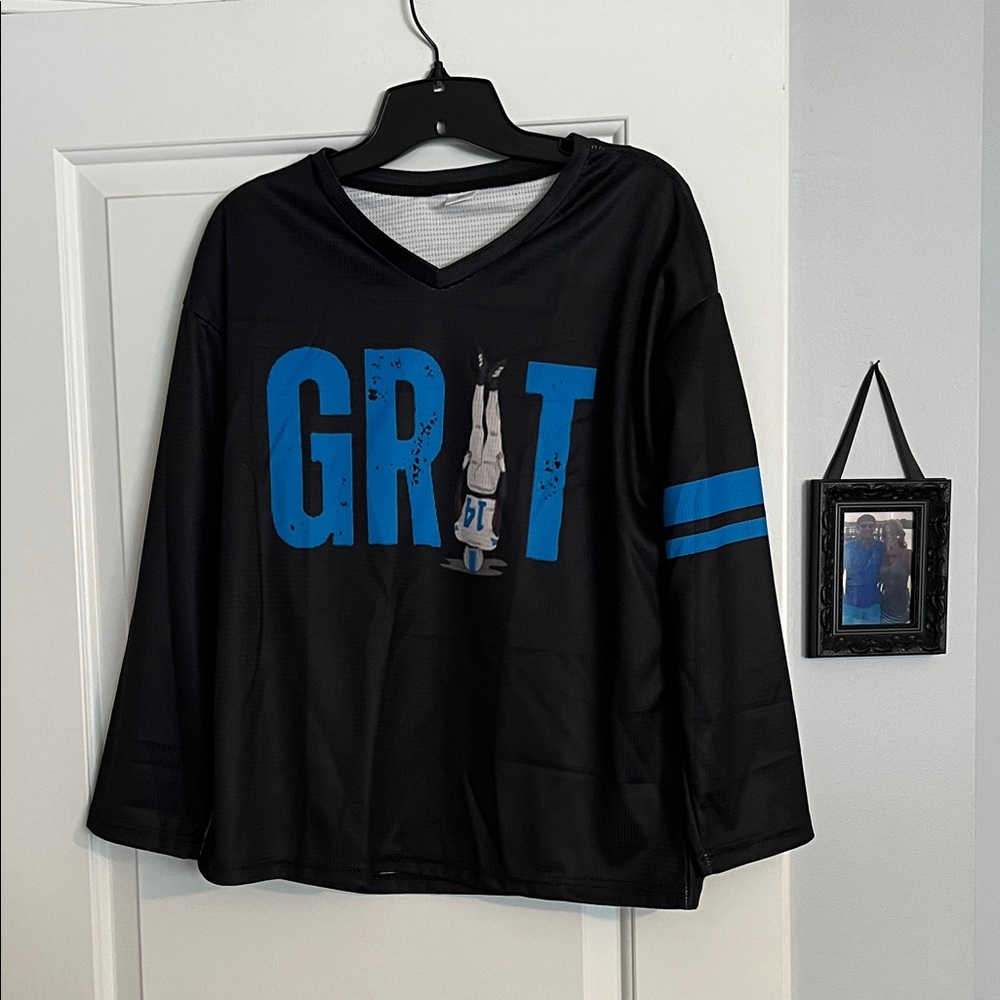 Black and Blue Detroit Lions Amon-RA Graphic Long Sleeve Shirt